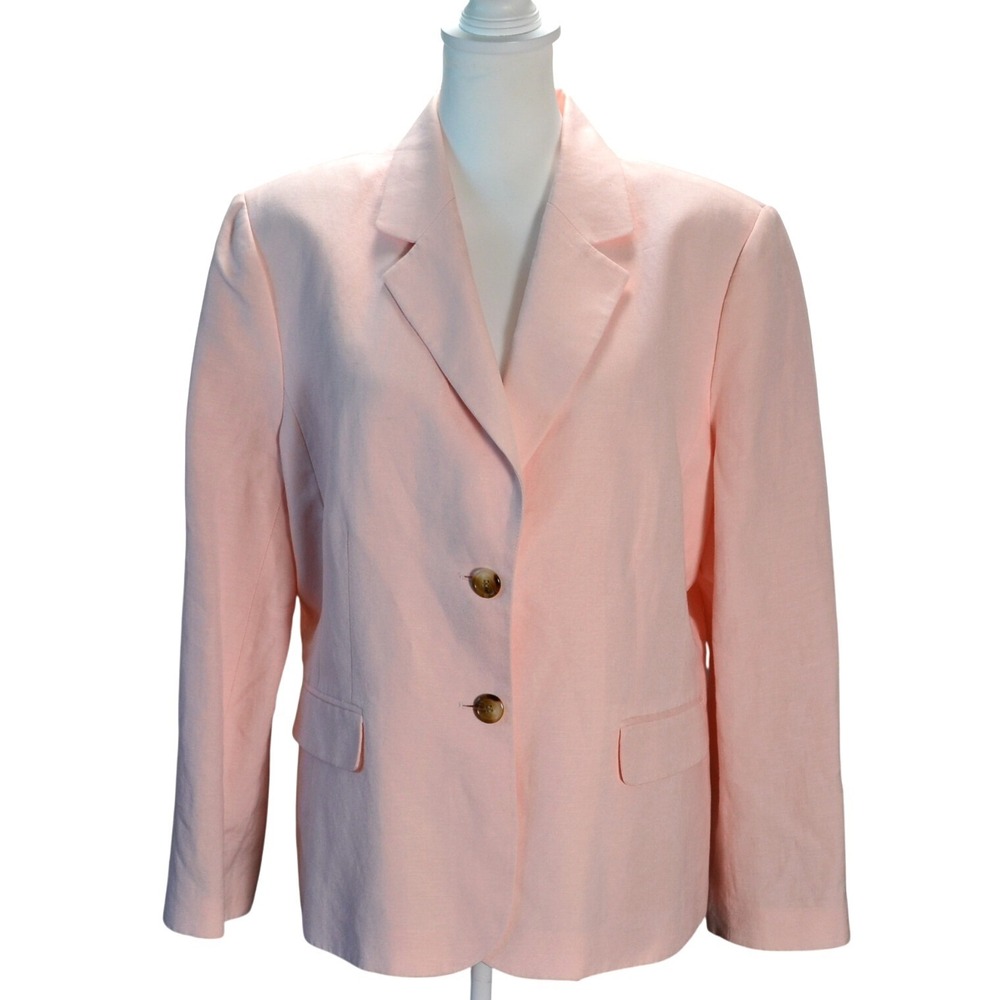 Tahari Arthur S. Levine Linen Blazer Work Spring Pink Women's 18 Jacket Feminine